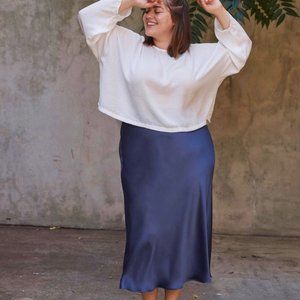 Mimu Maxi blue sapphire slip skirt, S